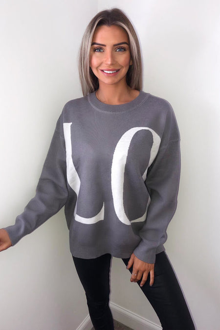 Grey LO VE Knit Jumper