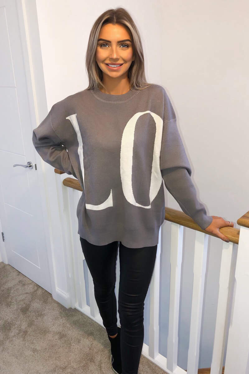 Grey LO VE Knit Jumper