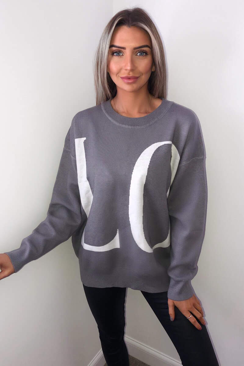 Grey LO VE Knit Jumper