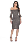 Pewter Off The Shoulder Bell Sleeve Dress