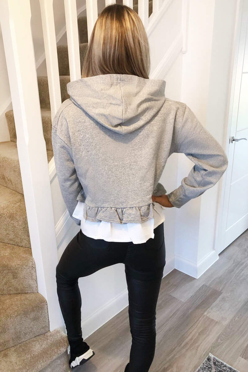 Grey Peplum Hoodie