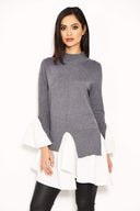 Grey Polo Neck Shirt Jumper Tunic