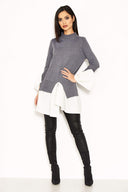 Grey Polo Neck Shirt Jumper Tunic