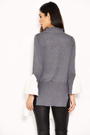 Grey Polo Neck Shirt Jumper Tunic