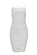 Grey Ruched Detail Halterneck Dress