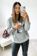 Grey Skull Printed Hoodie