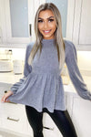 Grey Soft Touch Peplum Top