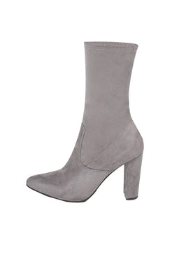 Grey Stretch Suede Boot Heels