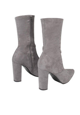 Grey Stretch Suede Boot Heels
