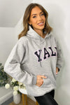 Grey YALE Printed Hoodie