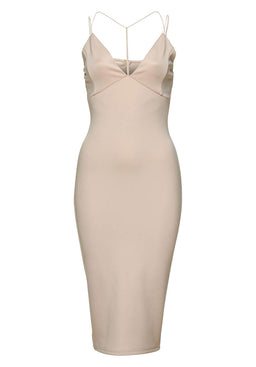 Harness Detail Plunge Bodycon Midi Dress