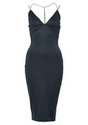 Harness Detail Plunge Bodycon Midi Dress