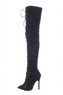 Lace Up Buckled Knee High Boots