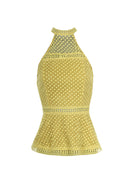 Yellow Crochet Peplum Top