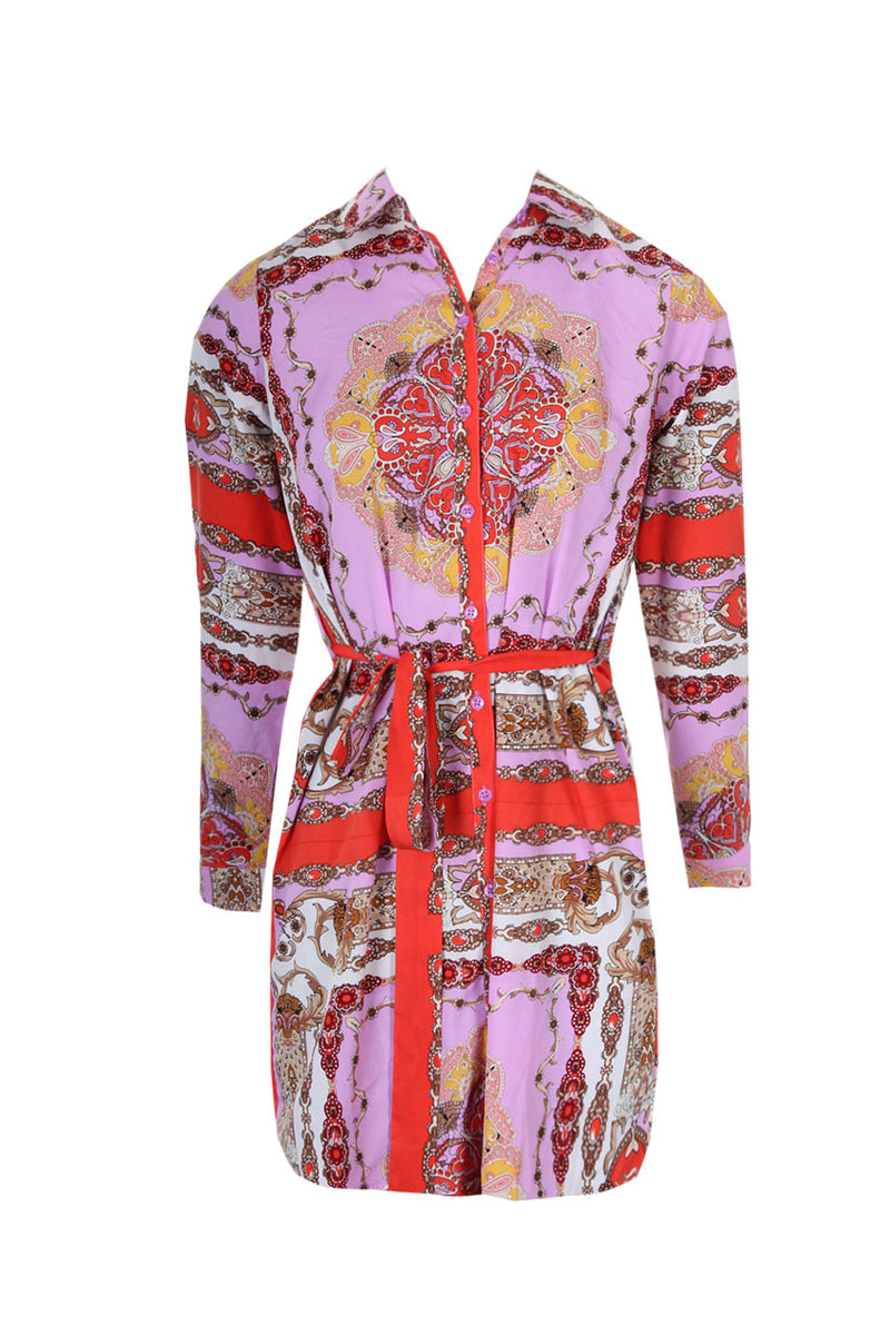 Lilac Patterned Shirt Dress