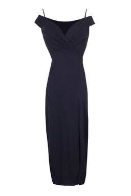 Navy Wrap Over Maxi Dress
