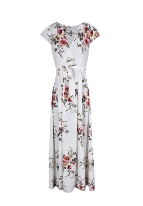 Cream Floral Maxi Dress