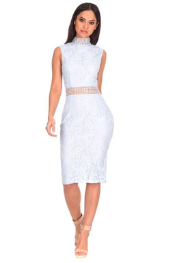 Ice Blue Lace Midi Dress