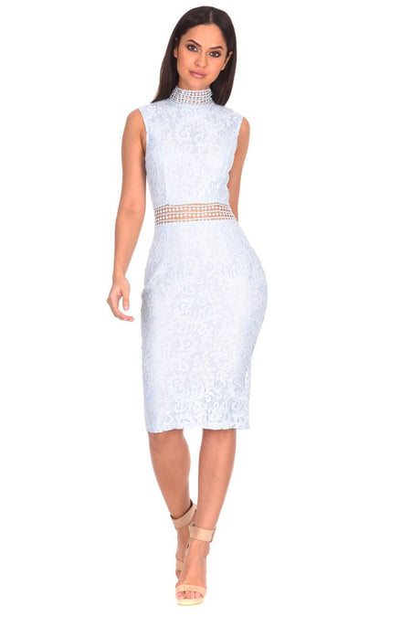 Ice Blue Lace Midi Dress
