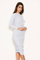 Ice Blue Off Shoulder Ruched Dress