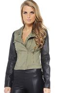 PU Sleeve Biker Jacket