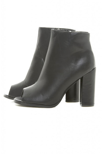 Peep Toe PU Ankle Boots – AX Paris