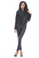 Leather Look Fur Collar Jacket