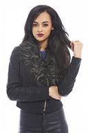 Leather Look Fur Collar Jacket