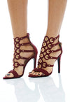 Eyelet Detail Suede Heels
