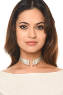 Champagne Material With Gold Ring Choker