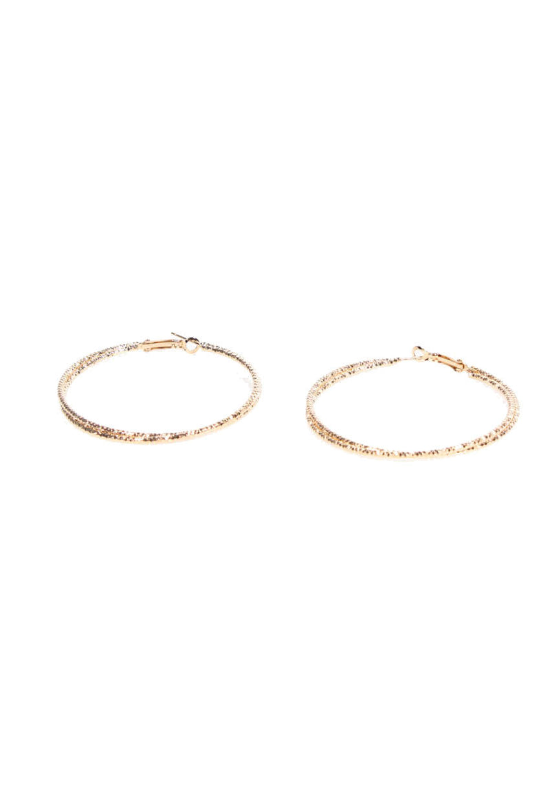 Gold Double Textured Hoop Earrings