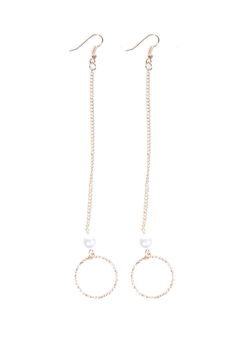 Gold Drop Chain Pearl Earrings