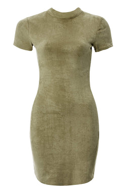 Faux Suede Bodycon Mini Dress
