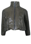 Khaki Wet Look Puffer Jacket