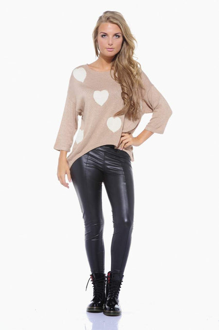 Heart Knit Three Quarter Sleeve Jumper