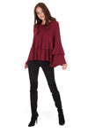 Wine Frill Long Sleeve Jumper