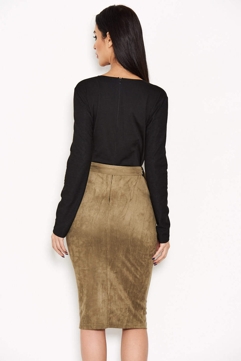 Khaki 2 in 1 Suede Dress AX Paris