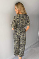 Khaki Animal Printed Wrap Jumpsuit