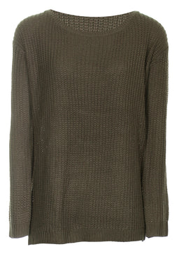 Khaki Cable Knit Ladder Back Jumper