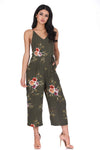 Khaki Floral Culotte Jumpsuit