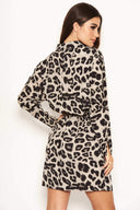 Grey Leopard Print Shirt Dress