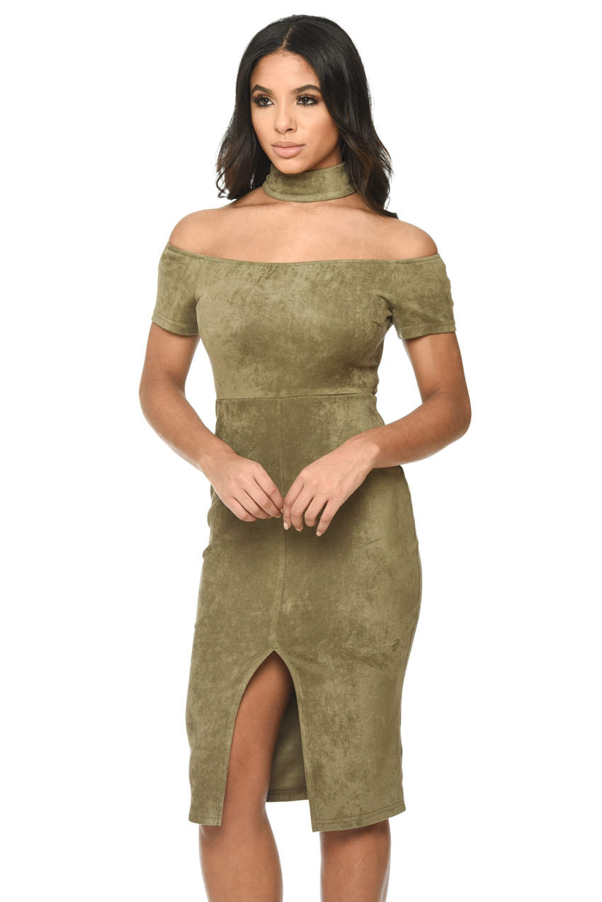 olive green choker dress Floral Choker Satin Cami Maxi Dress in Olive