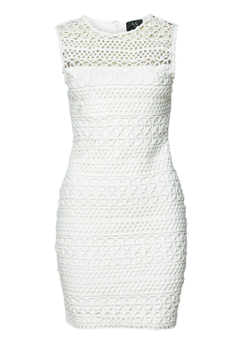 Cream Sleeveless Crochet Bodycon Mini Dress
