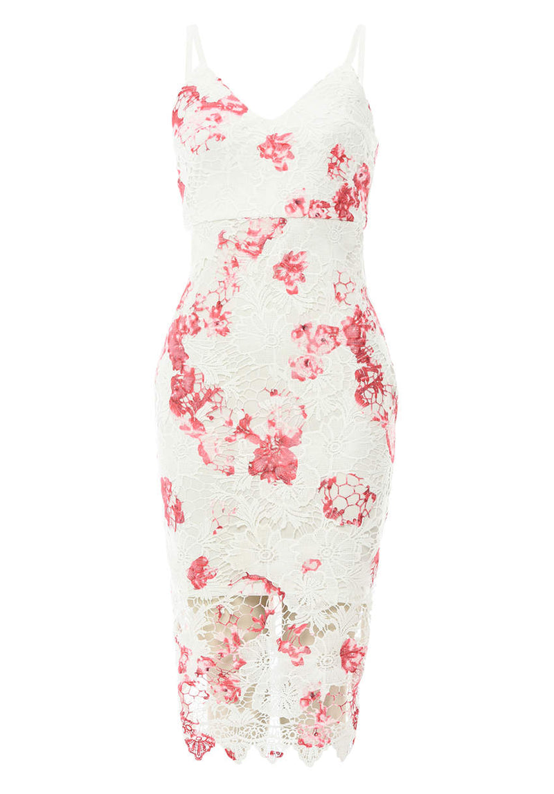 Floral Printed Crochet Midi Dress