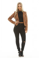 Cropped Leather   Tassel Jacket