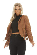 Cropped Leather   Tassel Jacket