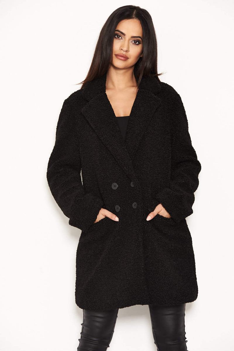 Black Teddy Faux Fur Coat