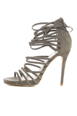 Multi Strap Faux Suede Heels