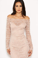 Lace Nude Dress With Sleeves