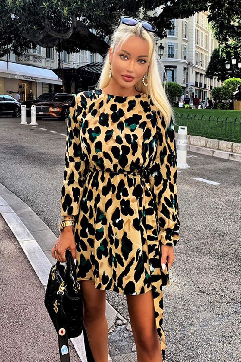 Leopard Print Buckle Waist Shift Dress AX Paris